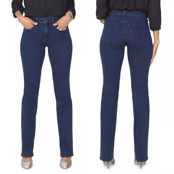 NYDJ Petites Marilyn Straight Demin Jeans in Firesky Dark Wash Size 14P NEW NWT - Picture 1 of 16